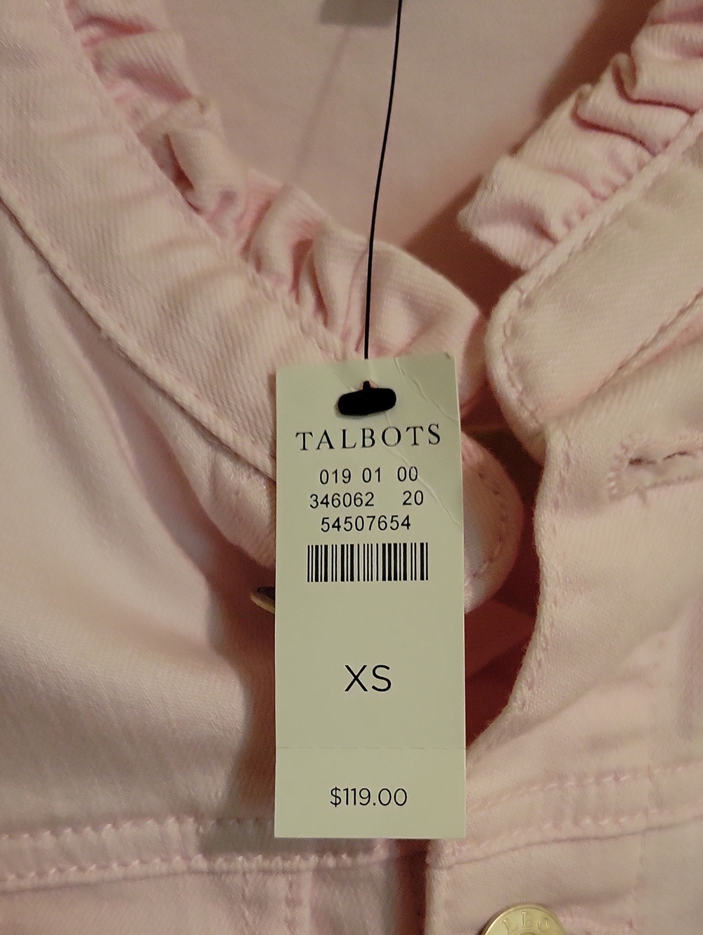 Talbots Pale Pink Ruffle-Trim Button Jacket - Picture 3 of 3